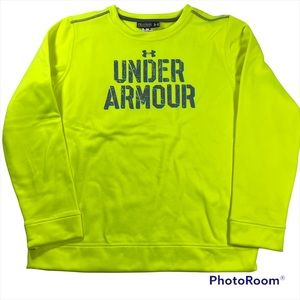 NWOT Under Armour neon green/yellow fleece pullover Size YXL